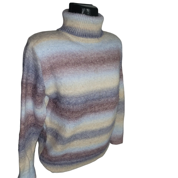 Creations Ombre Striped Wool Blend Turtleneck Sweater S - Picture 2 of 6